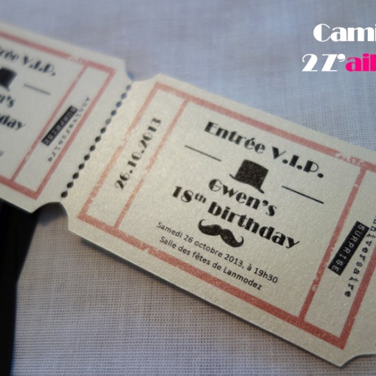 Faire Une Surprise à Son Amoureux Sans Argent Camille 2 z'ailes E | Faire-part mini-pochette Ticket de Cinéma