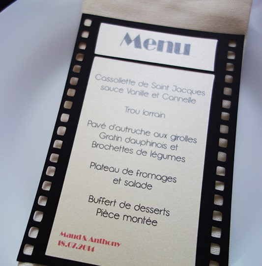 menu cinéma pellicule noir ivoire irisé 1