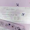 faire-part pochette billet avion lilas blanc irisé violet 2